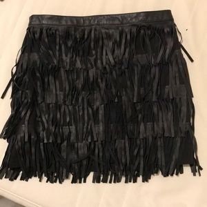 Zara faux leather fringe mini skirt